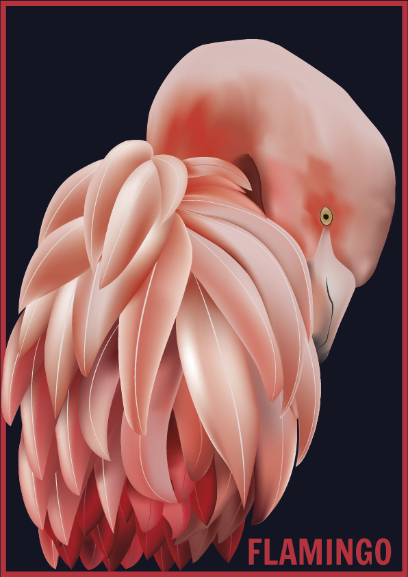 Illustration Portrait d'un flamant rose